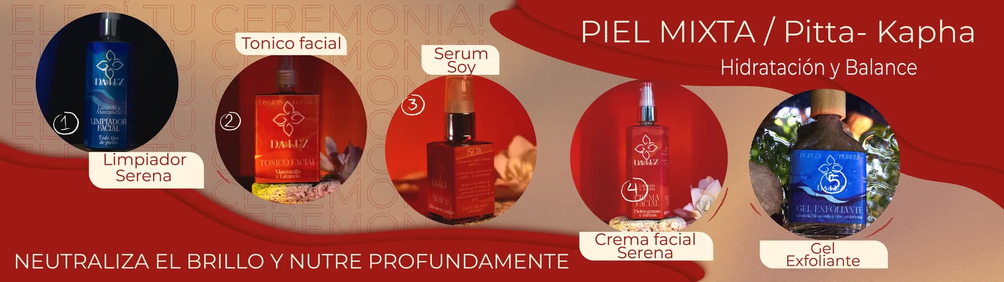 Ceremonia facial para piel mixta / Pitta-Kapha: hidratación y balance
